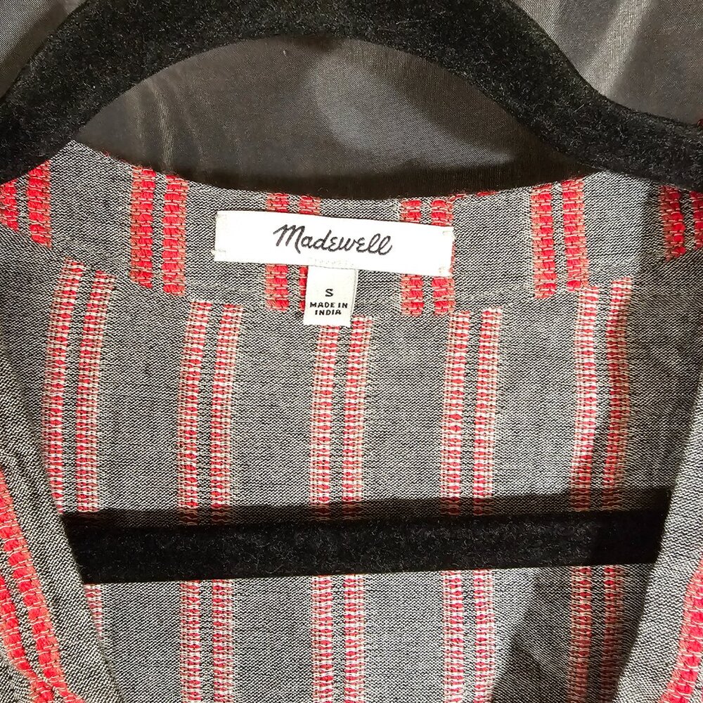 Madewell grey and red striped crossover blouse. Size S - Picture 2 of 4
